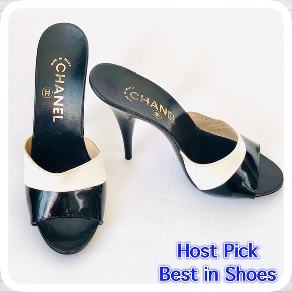 CHANEL Shoes - Chanel Black White Patten Heels Worn Once! SZ 39-8